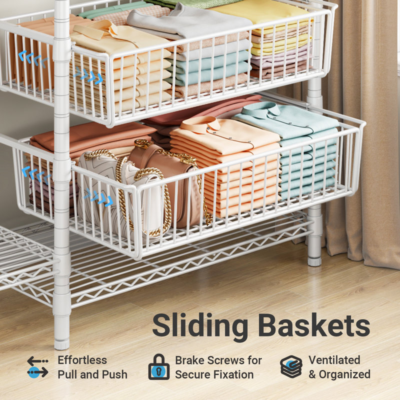 VIPEK V10 Plus Wire Garment Rack with 2 Slid Baskets, Heavy Duty